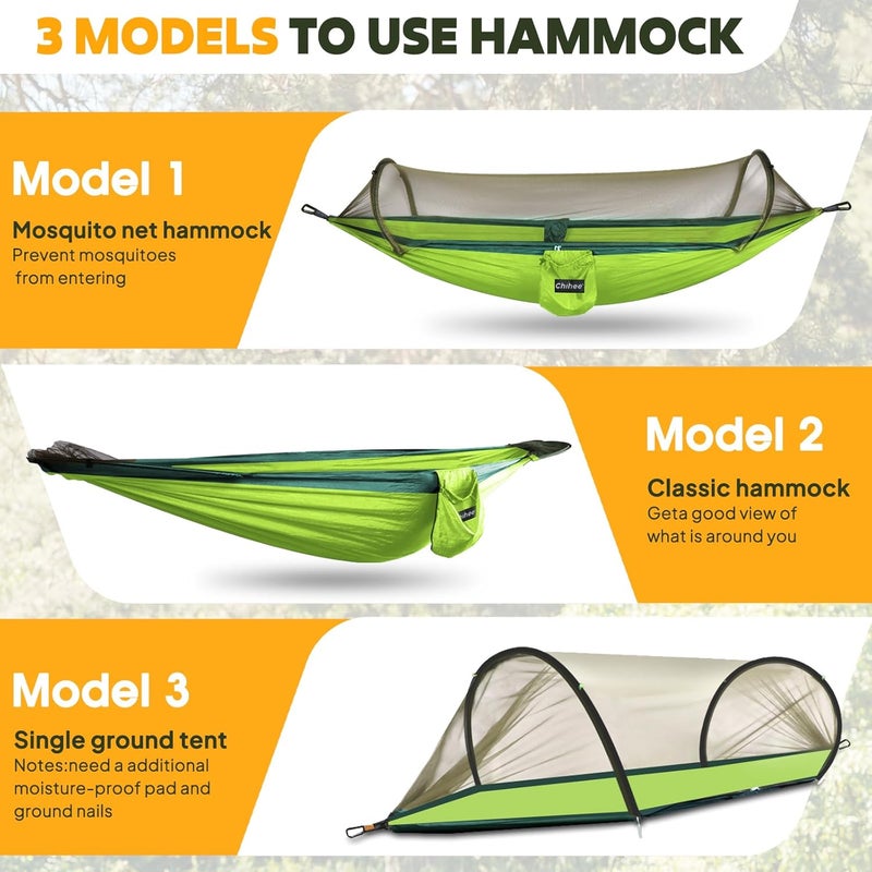 Chihee Ultra-Light Travel Camping Hammock Pop-up Net Hammock 660lbs Load Capacity,Breathable,Quick-Drying Parachute Nylon 2 Premium Carabiners,2 Tree Slings Included for Outdoor Backpacking Hiking - Image 4